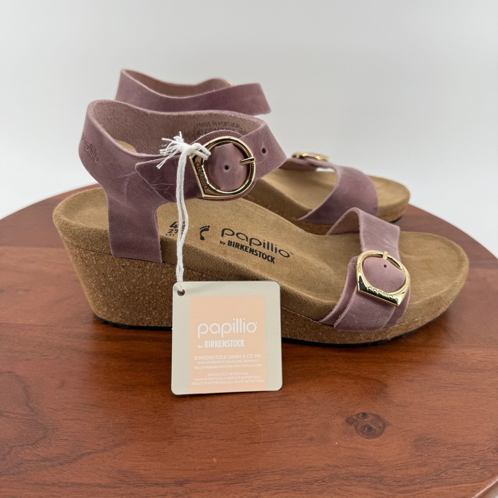 Papillio Birkenstock Soley Ring-Buckle Lavender Leather Wedge Women EU 42/US 11